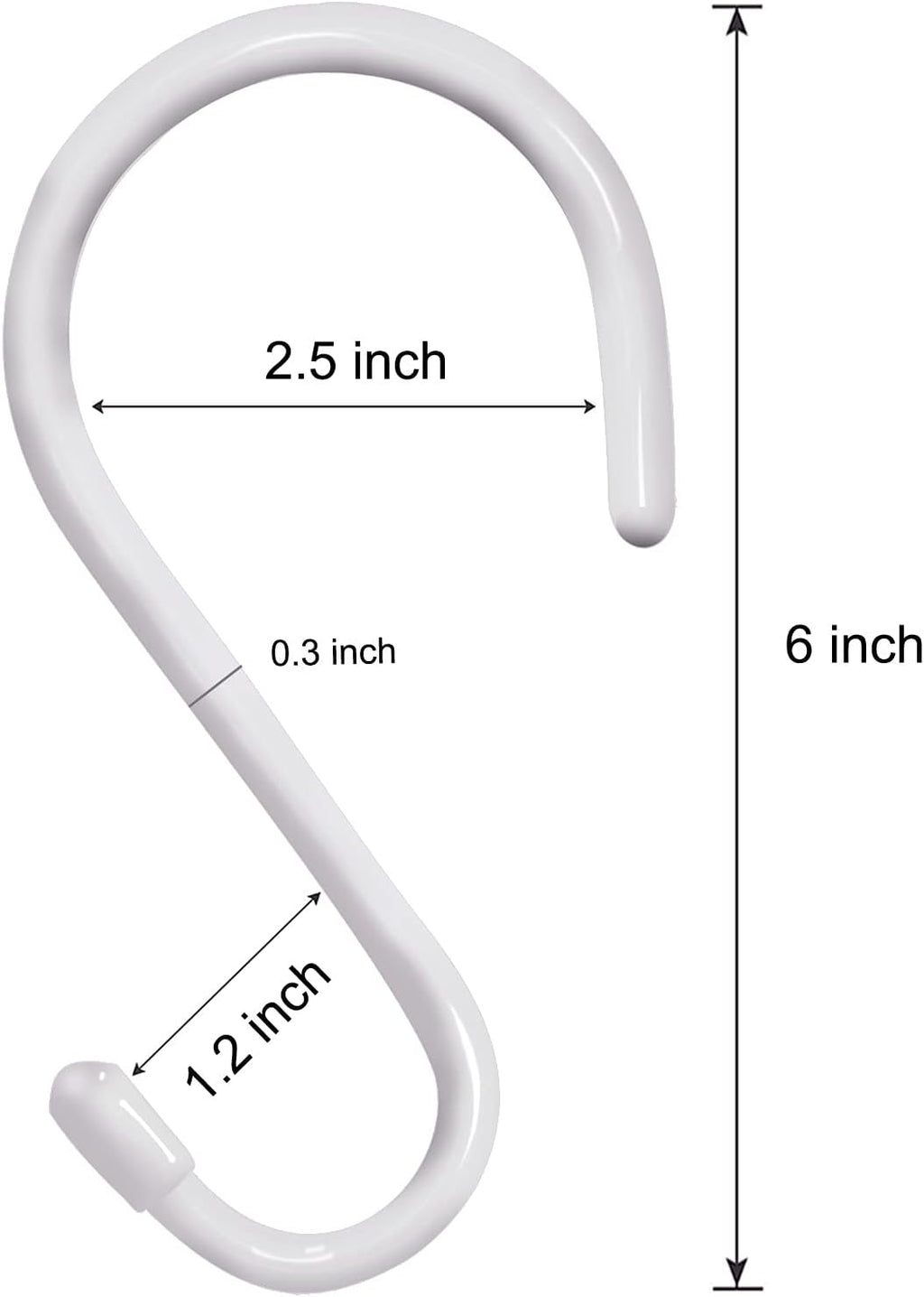 4 Pack Large S Hooks for Hanging Heavy Duty, 6 inch Non Slip Vinyl Coated Metal Closet S Hooks for Hanging Kitchen Utensil Pot Pan Cups Clothes Jeans Towels Hats Bags Plants (White)