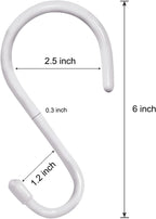 4 Pack Large S Hooks for Hanging Heavy Duty, 6 inch Non Slip Vinyl Coated Metal Closet S Hooks for Hanging Kitchen Utensil Pot Pan Cups Clothes Jeans Towels Hats Bags Plants (White)