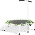 Newan 48'' Fitness Trampoline with Adjustable Handle Bar, Silent Trampoline Bungee Rebounder Jumping Cardio Trainer Workout for Adults - Max Limit 330 lbs