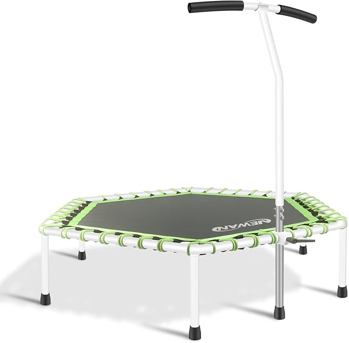 Newan 48'' Fitness Trampoline with Adjustable Handle Bar, Silent Trampoline Bungee Rebounder Jumping Cardio Trainer Workout for Adults - Max Limit 330 lbs