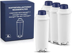 Coffee Machine Fitler, Delonghi Filter Replacement for DeLonghi DLSC002, Delonghi Magnifica Evo, Dinamica Plus, ESAM, ETAM, BCO, EC. Activated Carbon Water Filter Cartridges Softener (4 Pcs)