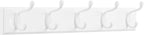 SONGMICS Wall-Mounted Coat Rack, Hook Rack, 5 Dual Metal Hooks, for Coats, Bags, Keys, in The Entryway, Bedroom, Living Room, White ULHR235W01