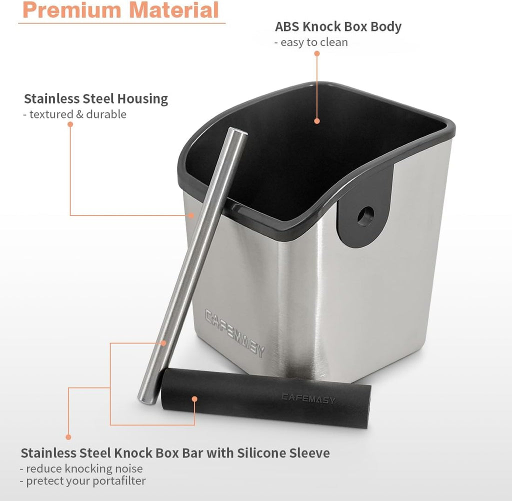 Coffee Knock Box Espresso Accessories - Home Use Small Coffee Puck Knock Box Stainless Steel for Espresso Machine Coffee Grounds