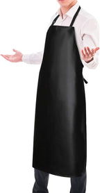 Gotega Waterproof Rubber Vinyl Apron 40 Inch Heavy Duty Chemical Work Apron Durable with Adjustable Bib Apron for Dishwashing Black