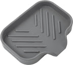 Silicone Bathroom Soap Dishes with Drain Spout-Bathroom and Kitchen Sink Organizer,Sponge Holder,Dish Soap Tray,Perfect for Dispenser,Scrubber,Bottle,Cup on Sink or Counter-Grey 4.9"×3.2"