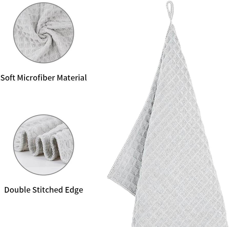 watchget Barista Micro Cloth 10 Pack, Microfiber Barista Cleaning Towels Microfiber Waffle Weave Kitchen Dish Cloth Coffee Bar Towel Coffee Machine Cleaning Cloth, Light Grey(12"x12")