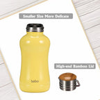 YOHKOH Mini Insulated Water Bottle With Bamboo Lid - 8.8oz Small Vacuum Insulated Water Bottle for Women Kids, 12 Hrs Hot & 24 Hrs Cold Stainless Steel Thermos Leak-Proof BPA-Free (8.8oz,Yellow)