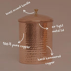 Kitchen Storage, Container for Sugar, Flour, Coffee & Tea, Food Storage, Canisters, Countertop Storage, Container with Lid, Copper Kitchen Accessories, Pure Copper Canister, Small