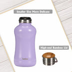 YOHKOH Mini Insulated Water Bottle With Bamboo Lid - 8.8oz Small Vacuum Insulated Water Bottle for Women Kids, 12 Hrs Hot & 24 Hrs Cold Stainless Steel Thermos Leak-Proof BPA-Free (8.8oz,Violets)