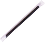 Karat [1,600 ct] 9" Boba Straws (0.39" Diameter), Individually Wrapped, Diagonal Cut | Black