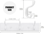 Wooden Coat Rack, Wall-Mounted Organizer for Closet, Entryway, Hallway, Foyer, Bedroom, Heavy Duty Double Hooks for Hanging Towels, Bags, Hats, Jackets, Key (White, 3 Hooks)