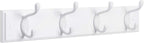 SONGMICS Wall-Mounted Coat Rack, Hook Rack, 4 Dual Metal Hooks, for Coats, Bags, Keys, in the Entryway, Bedroom, Living Room, White ULHR23WT