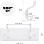 Wooden Coat Rack, Wall-Mounted Organizer for Closet, Entryway, Hallway, Foyer, Bedroom, Heavy Duty Double Hooks for Hanging Towels, Bags, Hats, Jackets, Key (White, 2 Hooks)