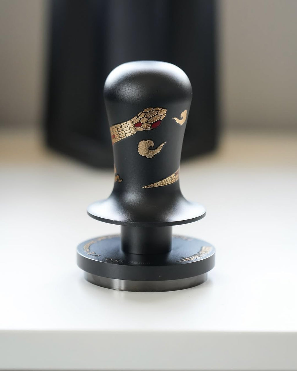 MHW-3BOMBER 58.35mm Espresso Tamper New Year Edition Snake Pattern - 3 Spring Loaded Coffee Tamper with Sound Feedback - Barista Tamper Tool - Ergonomic Handle Ripple Base T6079TS-OS
