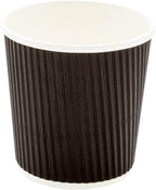 500-CT Disposable Black 4-OZ Hot Beverage Cups with Ripple Wall Design: No Need for Sleeves - Perfect for Cafes - Eco-Friendly Recyclable Paper - Insulated - Wholesale Takeout Coffee Cup