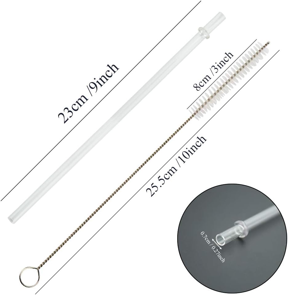 50 Pieces Reusable Straws, BPA-Free, 9" Transparent Hard Plastic Stripe Drinking Straw for Mason Jar Tumbler, Family or Party Use With Cleaning Brush