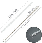 50 Pieces Reusable Straws, BPA-Free, 9" Transparent Hard Plastic Stripe Drinking Straw for Mason Jar Tumbler, Family or Party Use With Cleaning Brush