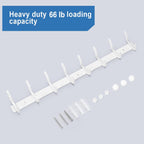 White Wall Hooks Heavy Duty, 23 Inch Coat Hooks Wall Mount with 8 Hooks,2 Packs Wall Hooks Hangers for Entryway, Bathroom - for Hanging Backpack, Bag, Coat, Purse, Hat, Towel, Clothes