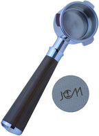 54mm Bottomless Portafilter 3 Ears Black Rosewood Handle Set– Fits Breville Barista Express, Bambino, Impress, Duo Temp Pro and Infuser – Includes 18g Filter Basket & 1.7mm Puck Screen