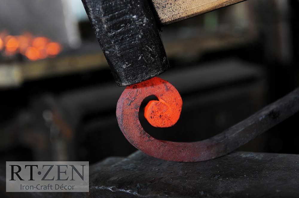 RTZEN Wall Mount Hook Set - Wrought Iron Decorative Rustic Metal Coat Hooks for Hanging - Handcrafted Classic Farmhouse Wall Mounted Black Hooks for Towel Robe or Hat Hanging - 3 Pack