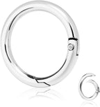10Pack 1 Inch Metal Spring O Rings Clip Keychain, Round Carabiner Clips Keyrings Snap Hook Buckle, Purse Shoulder Bag Chain Rings Clip Replacement Paracord Keychain Lanyard Leather DIY Crafts (Silver)