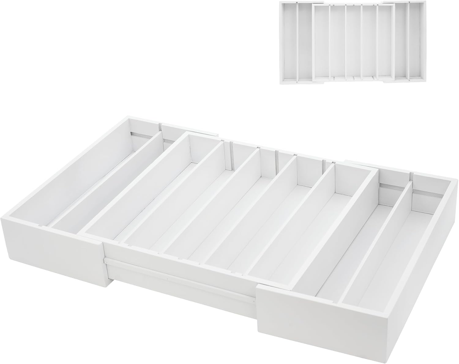 MinBoo Bamboo Drawer Organizer - Expandable K Cup & Pods Holder, Coffee Pod Storage, Tea Organizer, Versatile Kitchen Accessory Organization and Storage,White