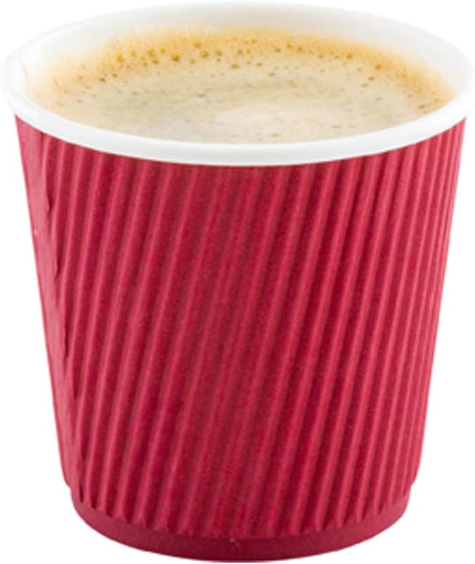 4 oz Crimson Paper Coffee Cup - Ripple Wall - 2 1/2" x 2 1/2" x 2 1/4" - 500 count box