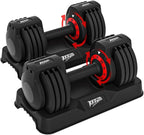 25/55lbs Adjustable Dumbbells Set, Dumbbells with Anti-Slip Metal Handle for Exercise & Fitness Fast Adjust Weight for Full Body Workout Fitness