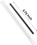 [400 Pack] Chunspak 5.75 inch Disposable Black Paper Cocktail Straws, Paper Bar Stirrers - Individually Wrapped