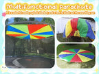 Sonyabecca Parachute 8 Feet 10 Feet 12 Feet for Kids with 9 Handles 12 Handles Play Parachute for 8 12 Kids Tent Cooperative Games Birthday Gift