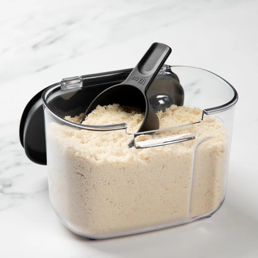 Progressive International ProKeeper+ Clear Plastic Airtight Food Baker's Kitchen Storage Organization Container Canister Set with Magnetic Accessories, 2- Piece Set (Specialty Flour 1.5-Quart)