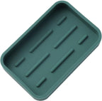 Silicone Kitchen Sink Organizer Tray for Multiple Usage,Easy Clean Sponges Holder for Kitchen Bathroom Counter or Sink,Dish Soap Dispenser,Scrubber,Bottle,Cup Green 4.9”x 3.2”