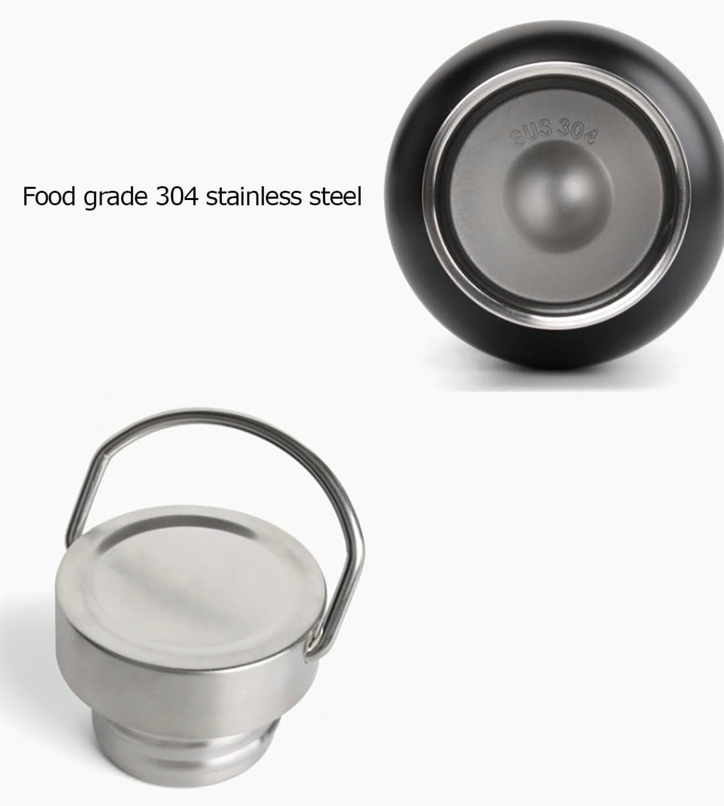 Mother of Pearl Design Stainless Steel Water Bottle 17 oz Leakproof Screw Cap Metal Handle Lid Wide Mouth Double Wall Vacuum Insulated Travel Sport Water Flask Thermo Mug (Crane Pine White)