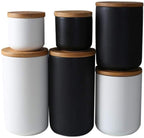 jessie Ceramic Storage Containers with Airtight Seal Bamboo Lids Kitchen Canisters for Sugar Coffee Tea Spice Seasoning (black, 800ml/27 oz)