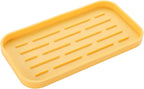 Silicone Kitchen Sink Organizer Tray for Multiple Usage,Easy Clean,Eco-Friendly Sponges Holder for Kitchen Bathroom Counter or Sink,Dish Soap Dispenser,Scrubber,Bottle,Cup Yellow 10”x 5.3”