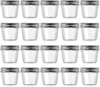 novelinks 4 oz Clear Plastic Jars with Screw-On Lids – Reusable Round Containers for Slime, Food, Spices, Crafts & Kitchen Organization – BPA-Free Storage Jars, 20 Pack