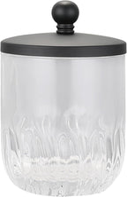 Glass Jar with Metal Lid for Bathroom Organization, Clear Apothecary Jar for Cotton Balls, Q Tips, and Small Accessories, Stylish Bathroom Storage Container Black