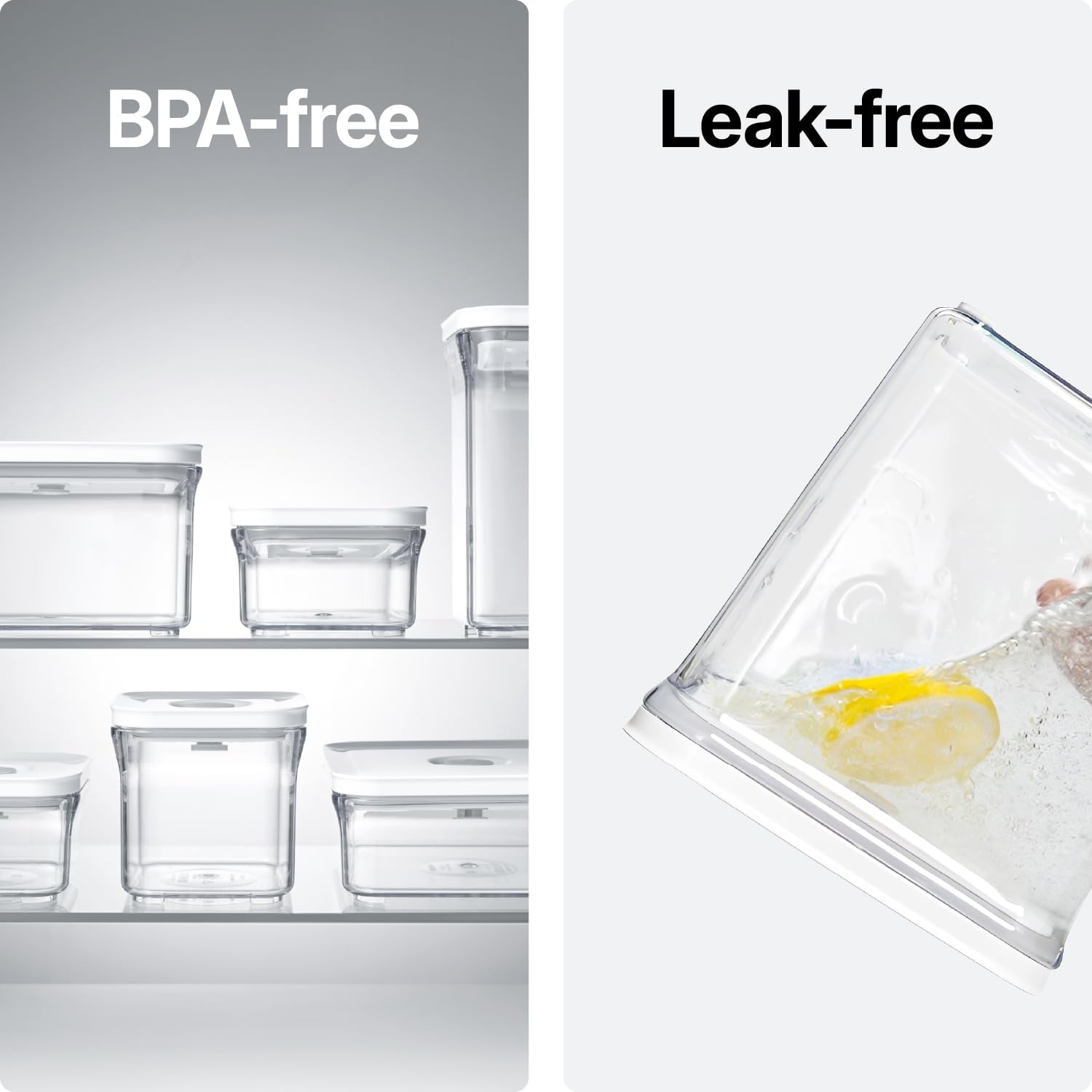 VAKUEN Premium Airtight Food Storage Containers, Mini Rectangular 2pc/set(0.53qt), Smart One-Click Seal Lid, No Hinges, 100% Leak Proof, BPA-FREE, Dishwasher, Freezer & Microwave Safe