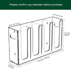 Disposable Coffee Cup Dispenser with Handles, Countertop or Wall Mount Hot/Cold Drink Cup and Lid Holder - Bathroom/Kitchen/Office Acrylic Cup Lid Storage Organizer (4 Compartments, Clear)