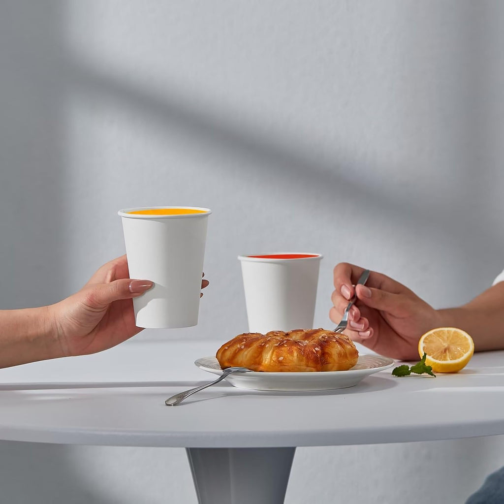 JOLLY PARTY 300 Pack 10 oz Disposable Paper Coffee Cup, Hot/Cold Beverage Drinking Cups for Water, White Paper Hot Coffee Cups