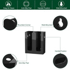 Disposable Coffee Cup Dispenser with Handles, Countertop or Wall Mount Hot/Cold Drink Cup and Lid Holder - Bathroom/Kitchen/Office Acrylic Cup Lid Storage Organizer (2 Compartments, Black)