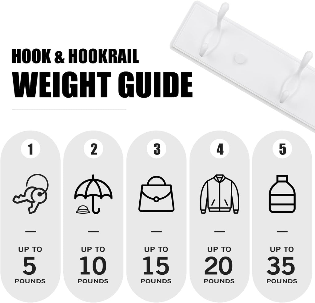 Wooden Coat Rack, Wall-Mounted Organizer for Closet, Entryway, Hallway, Foyer, Bedroom, Heavy Duty Double Hooks for Hanging Towels, Bags, Hats, Jackets, Key (White, 3 Hooks)
