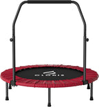 CLORIS 40in Folding Trampoline Mini Trampoline Rebounder Trampoline for Adults Fitness Trampoline with Adjustable Foam Handle, with safty Padded Cover Best Gift for Kids/Adult