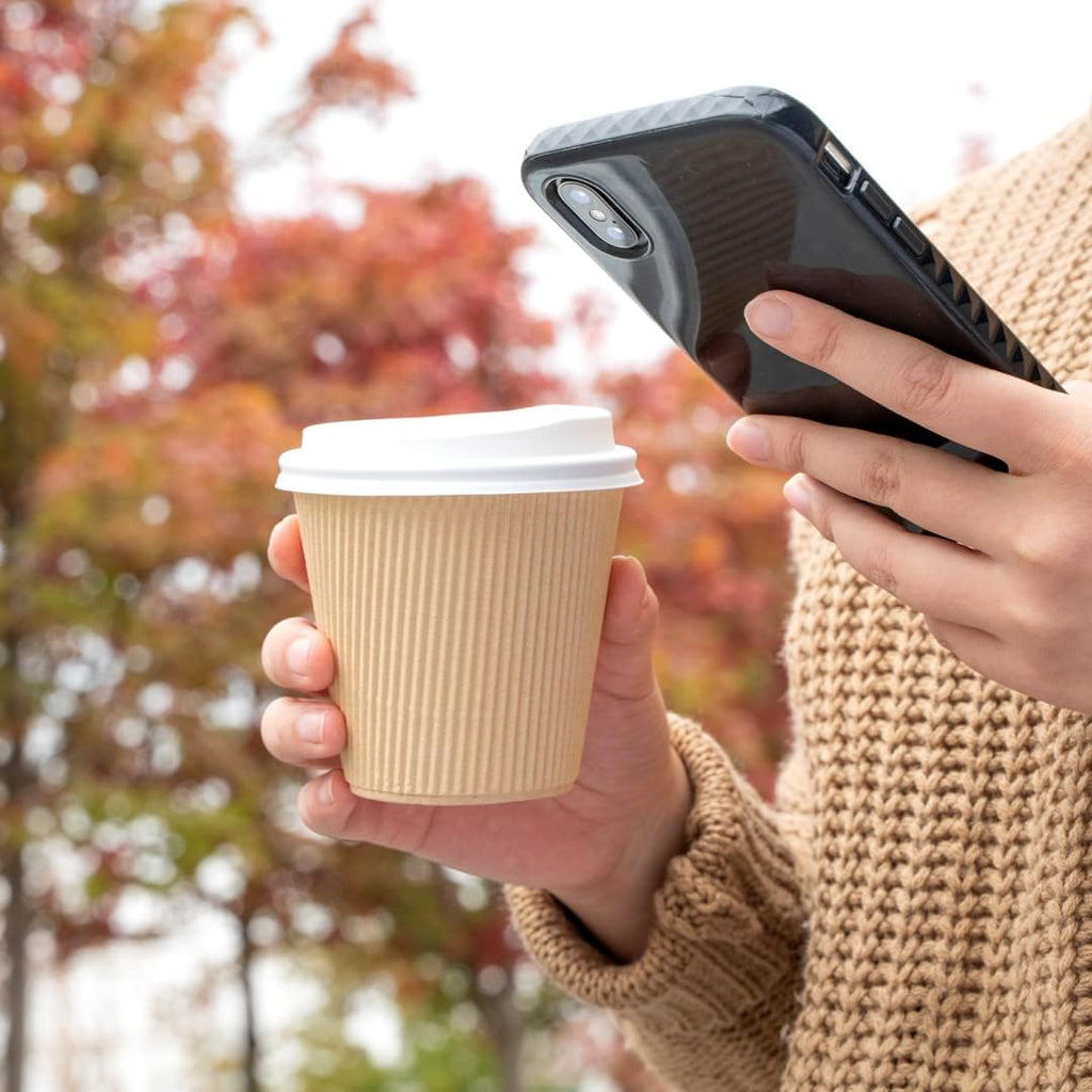 Restaurantware 8 Ounce Double Wall Disposable Coffee Cups, 500 Insulated Kraft Paper Tumblers with Ripple Wall Design, Lids Sold Separately for Hot Drinks like Tea, Hot Chocolate, and More