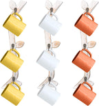 3 Pack Wood Coffee Mug Wall Rack with 9 Hooks Wall Mount Coffee Cup Holder White Espresso Cup Display Stand Tea Cup Hanger Display Wall for Kitchen Cafe Bar