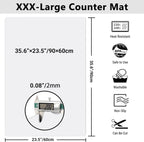 Ewen 35.6x23.5in 2mm Silicone Mats for Kitchen Counter, Thick Heat Resistant Silicone Mat, Extra Large Non-Stick Pastry Mat Glass Top Stove Cover Countertop Protector for Baking Coffee Bar Translucent