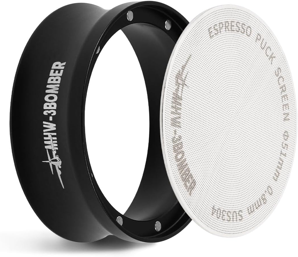 MHW-3BOMBER 51mm Espresso Dosing Funnel & Puck Screen Set, Magnetic Dosing Rring & Reusable Filter kit Compatible with 51mm Bottomless Portafilter, Coffee Dosing Ring with Eppresso Puck DR7015-OS