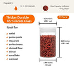 ZENS 37oz Glass Jars Set of 2, Clear Glass Kitchen Canisters with Airtight Lids, Wide Mouth Glass Storage Containers for Cereal, Coffee Beans, Loose Tea