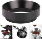 1pc Espresso Dosing Funnel 51/53/58mm Coffee Dosing Ring Aluminum Espresso Distribution Coffee Tool For Home Coffee Bar Shop College Dorm Room Apartment Essential Coffee Accessories (58mm, Black)