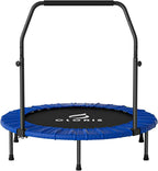 CLORIS 40in Folding Trampoline Mini Trampoline Rebounder Trampoline for Adults Fitness Trampoline with Adjustable Foam Handle, with safty Padded Cover Best Gift for Kids/Adult